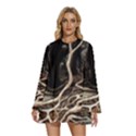 Tree Nature Landscape Forest Round Neck Long Sleeve Bohemian Style Chiffon Mini Dress View1