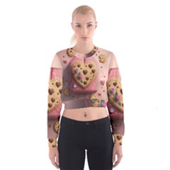 Cookies Valentine Heart Holiday Gift Love Cropped Sweatshirt by danenraven