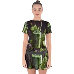 Ai Generated Drink Spinach Smooth Apple Ginger Drop Hem Mini Chiffon Dress by danenraven