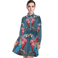 Birds Parrots Love Ornithology Species Fauna Long Sleeve Chiffon Shirt Dress by danenraven