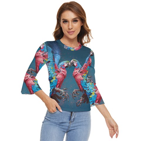 Birds Parrots Love Ornithology Species Fauna Bell Sleeve Top by danenraven