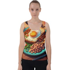 Ai Generated Breakfast Egg Beans Toast Plate Velvet Tank Top by danenraven