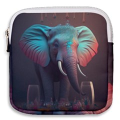 Ai Generated Elephant Tusks Trunk Wildlife Africa Mini Square Pouch by danenraven