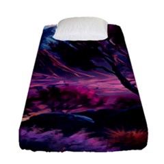 Landscape Landscape Painting Purple Purple Trees Fitted Sheet (single Size) by danenraven