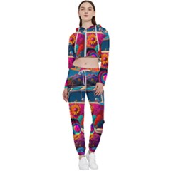 Ai Generated Beetle Volkswagen Bug Car Bus Cropped Zip Up Lounge Set by danenraven