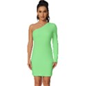 Mint Green - Long Sleeve One Shoulder Mini Dress View1