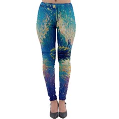 Oil Painting Night Scenery Fantasy Lightweight Velour Leggings by Ravend