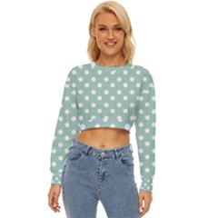 Light Blue And White Polka Dots Lightweight Long Sleeve Sweatshirt by GardenOfOphir