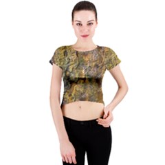 Rusty Orange Abstract Surface Crew Neck Crop Top by dflcprintsclothing