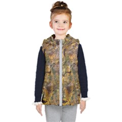 Rusty Orange Abstract Surface Kids  Hooded Puffer Vest by dflcprintsclothing