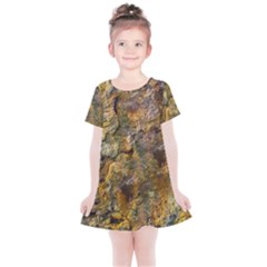 Rusty Orange Abstract Surface Kids  Simple Cotton Dress by dflcprintsclothing