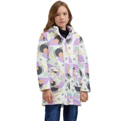 Pattern Pastel Drawing Art Kid s Hooded Longline Puffer Jacket by Ravend