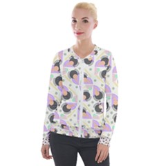 Pattern Pastel Drawing Art Velvet Zip Up Jacket by Ravend