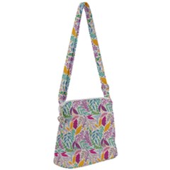 Leaves Colorful Leaves Seamless Design Leaf Zipper Messenger Bag by Ravend