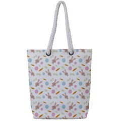 Easter Bunny Pattern Hare Easter Bunny Easter Egg Full Print Rope Handle Tote (small) by Ravend