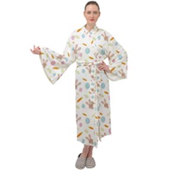 Easter Bunny Pattern Hare Easter Bunny Easter Egg Maxi Velvet Kimono by Ravend