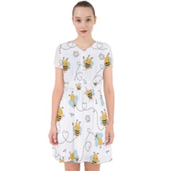 Bee Art Pattern Design Wallpaper Background Print Adorable In Chiffon Dress by Ravend