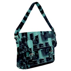 Buildings City Urban Destruction Background Buckle Messenger Bag by Ravend