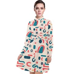 Shapes Pattern  Long Sleeve Chiffon Shirt Dress by Sobalvarro