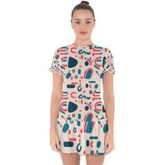 Shapes Pattern  Drop Hem Mini Chiffon Dress by Sobalvarro