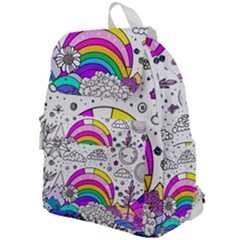 Rainbow Fun Cute Minimal Doodle Drawing Art Top Flap Backpack by Ravend