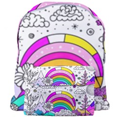 Rainbow Fun Cute Minimal Doodle Drawing Art Giant Full Print Backpack by Ravend