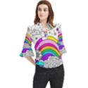 Rainbow Fun Cute Minimal Doodle Drawing Art Loose Horn Sleeve Chiffon Blouse View1