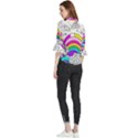 Rainbow Fun Cute Minimal Doodle Drawing Art Loose Horn Sleeve Chiffon Blouse View2