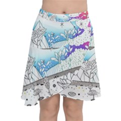 Rainbow Fun Cute Minimal Doodle Drawing Arts Chiffon Wrap Front Skirt by Ravend