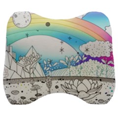 Rainbow Fun Cute Minimal Doodle Drawing Arts Velour Head Support Cushion by Ravend