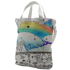 Rainbow Fun Cute Minimal Doodle Drawing Arts Canvas Messenger Bag by Ravend