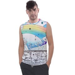 Rainbow Fun Cute Minimal Doodle Drawing Arts Men s Regular Tank Top by Ravend