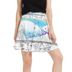 Rainbow Fun Cute Minimal Doodle Drawing Arts Waistband Skirt by Ravend