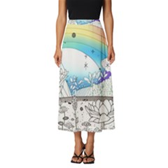 Rainbow Fun Cute Minimal Doodle Drawing Arts Classic Midi Chiffon Skirt by Ravend