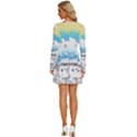 Rainbow Fun Cute Minimal Doodle Drawing Arts Long Sleeve Deep V Mini Dress  View4