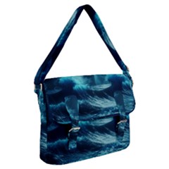 Moonlight High Tide Storm Tsunami Waves Ocean Sea Buckle Messenger Bag by Ravend