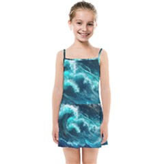 Thunderstorm Tsunami Tidal Wave Ocean Waves Sea Kids  Summer Sun Dress by Ravend