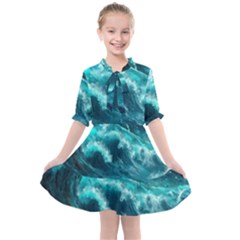 Thunderstorm Tsunami Tidal Wave Ocean Waves Sea Kids  All Frills Chiffon Dress by Ravend