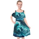 Thunderstorm Tsunami Tidal Wave Ocean Waves Sea Kids  Cut Out Shoulders Chiffon Dress View1