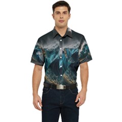 Tsunami Waves Ocean Sea Water Rough Seas 7 Men s Short Sleeve Pocket Shirt  by Ravend