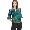 Tsunami Waves Ocean Sea Water Rough Seas 2 Loose Horn Sleeve Chiffon Blouse View1