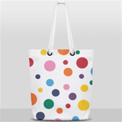 Polka Dot Full Print Rope Handle Tote (small) by 8989