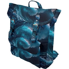 Tsunami Waves Ocean Sea Water Rough Seas 4 Buckle Up Backpack by Ravend