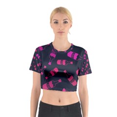 Wine Wine Bottles Background Graphic Cotton Crop Top by Ravend