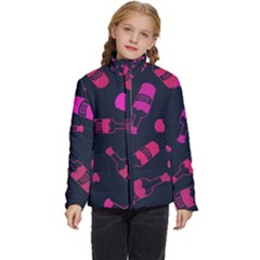 Wine Wine Bottles Background Graphic Kids  Puffer Bubble Jacket Coat by Ravend