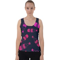 Wine Wine Bottles Background Graphic Velvet Tank Top by Ravend