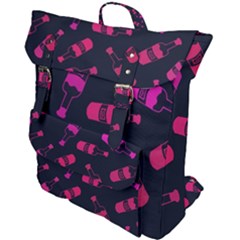 Wine Wine Bottles Background Graphic Buckle Up Backpack by Ravend