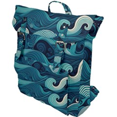 Waves Ocean Sea Abstract Whimsical Abstract Art Buckle Up Backpack by Ravend