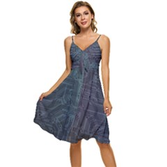 Circuit Board Circuits Mother Board Computer Chip Sleeveless Tie Front Chiffon Dress by Ravend