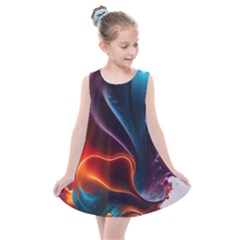 Ai Generated Swirl Splash Blaze Design Art Kids  Summer Dress by Ravend